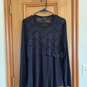 Black Lace Top Karen Kane Blouse Womens Size L